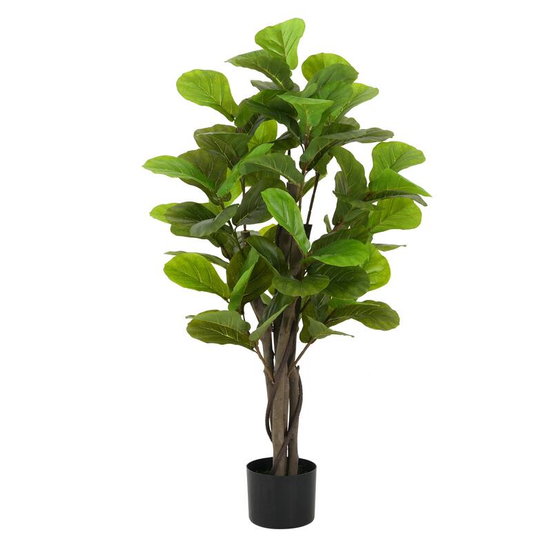 Christopher Knight Home - Elegant 51" Artificial Fiddle Leaf Fig Tree with Pot, Perfect for Home Interiors - Wood