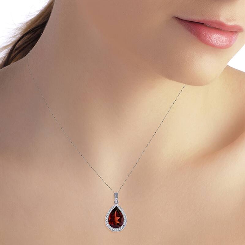 4.06 Carat 14K Solid Gold Lana Garnet Diamond Gemstone Necklace