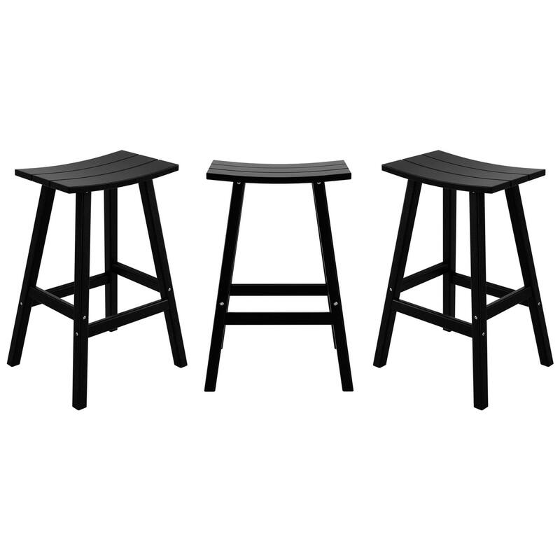 Laguna Hdpe All Weather Outdoor Patio 29" Saddle Seat Bar Stool (Set Of 3)