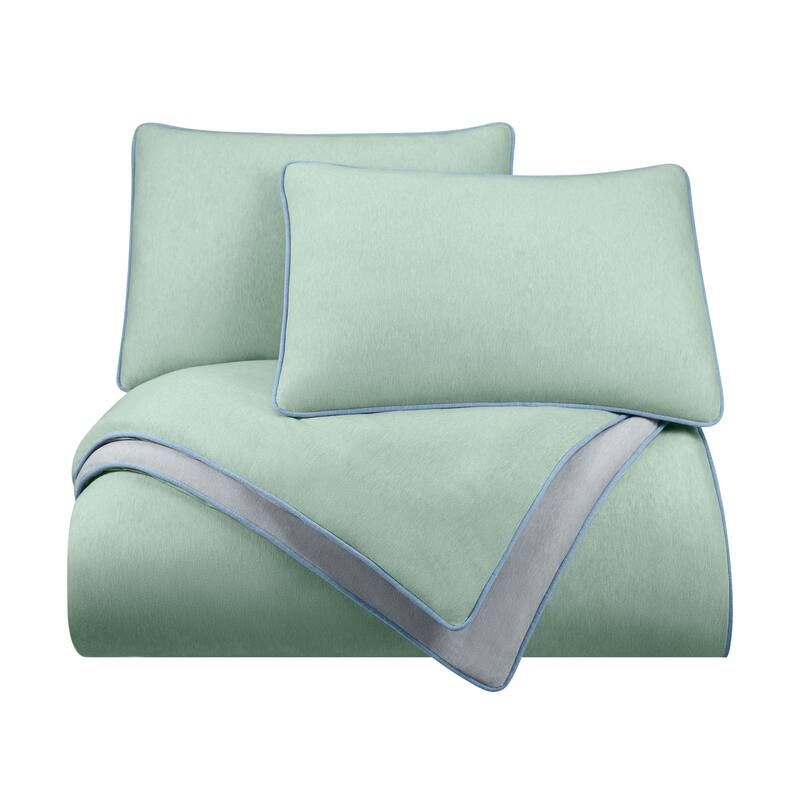Vellux Snuggle Soft Taupe Comforter Set - Green - Queen