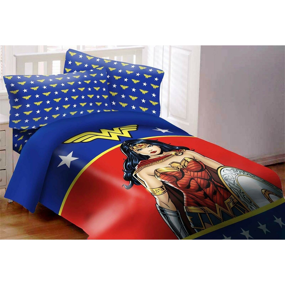 DC Comics Superhero Reversible Comforter Set, Wonder Woman, 3-Piece, Twin