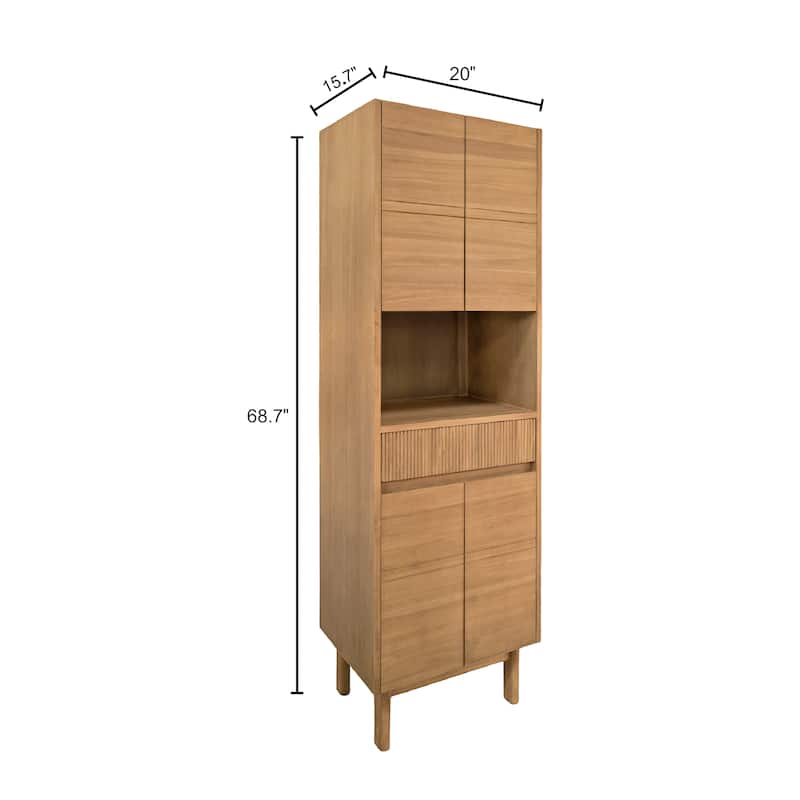 Avanity Kayla 20 in. Natural Teak Freestanding Linen Cabinet - 20"W x 15.7"D x 68.7"H