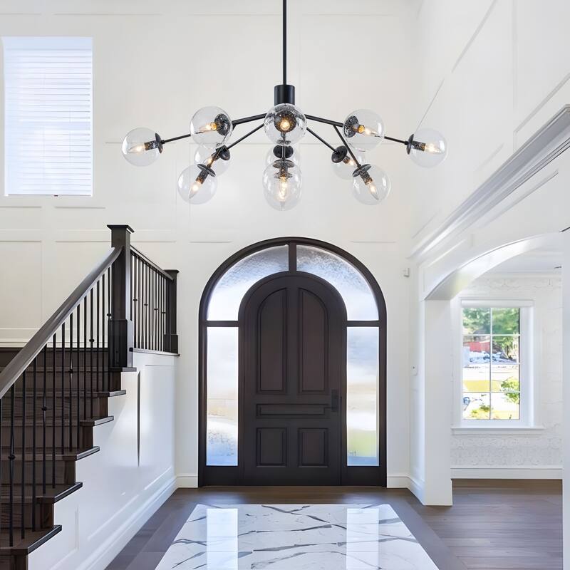 Starsky 12-Light Clear Bubble Glass Chandelier for Dining Room, Entryway, Living Room, Kitchen Island