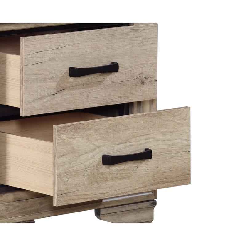 Contemporary 1pc Nightstand with Dovetail Drawers, Natural Finish Bedside Table