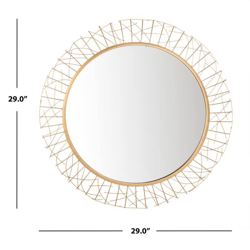 SAFAVIEH Kiersten 29-inch Gold Round Mirror - 28.8" W x 1.3" L x 28.8" H - 29Wx1Dx29H