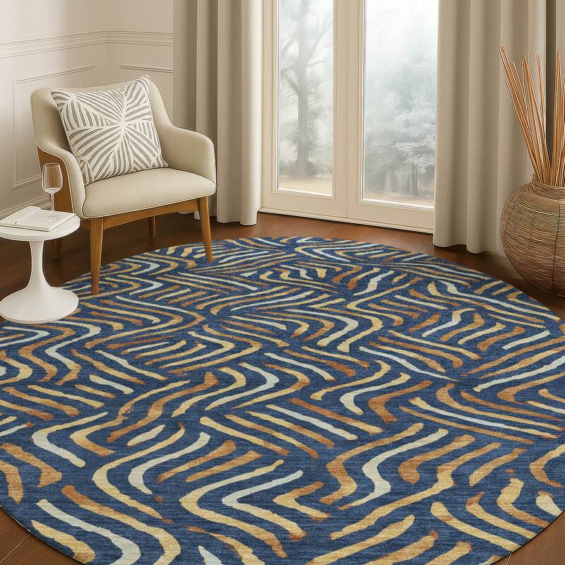 Machine Washable Indoor/ Outdoor Modern Jamie Chantille Rug