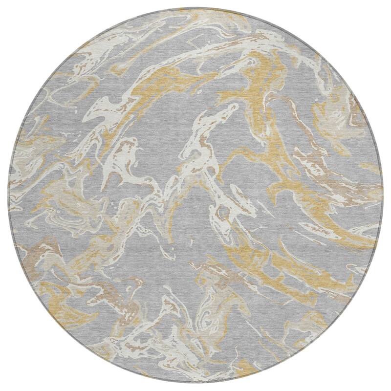 Machine Washable Indoor/ Outdoor Modern Wave Chantille Rug