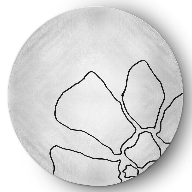 Petal Lines Spring Chenille Indoor/Outdoor Rug - Black/White - 5' Round
