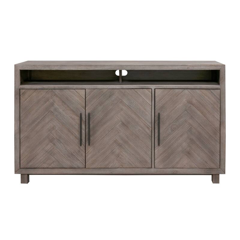 60" TV Console, Entertainment Stand, Wood Accent Cabinet, Fully Assembled, Gray - 60"W x 32"H x 16"D