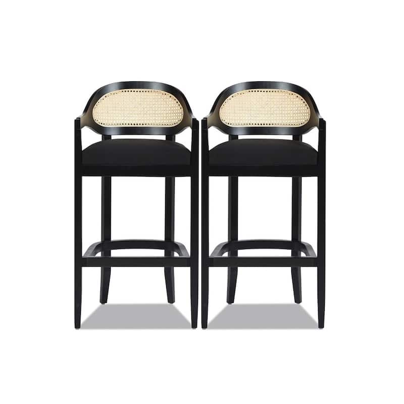 Americana Mid-Century Modern Rattan Cane Back Counter and Bar Stool