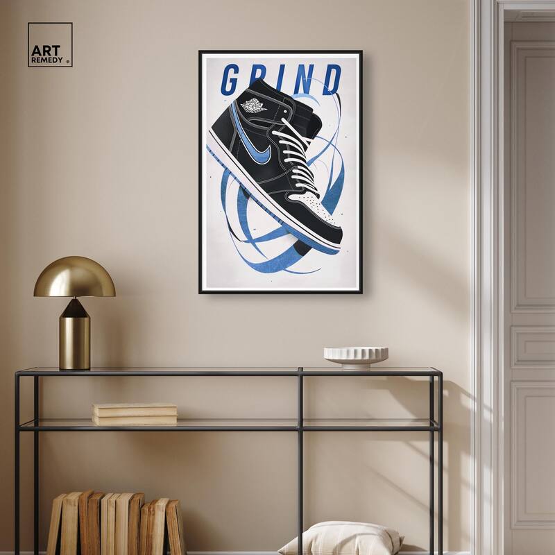 Blue Ribbon Sneaker Canvas by Art Remedy