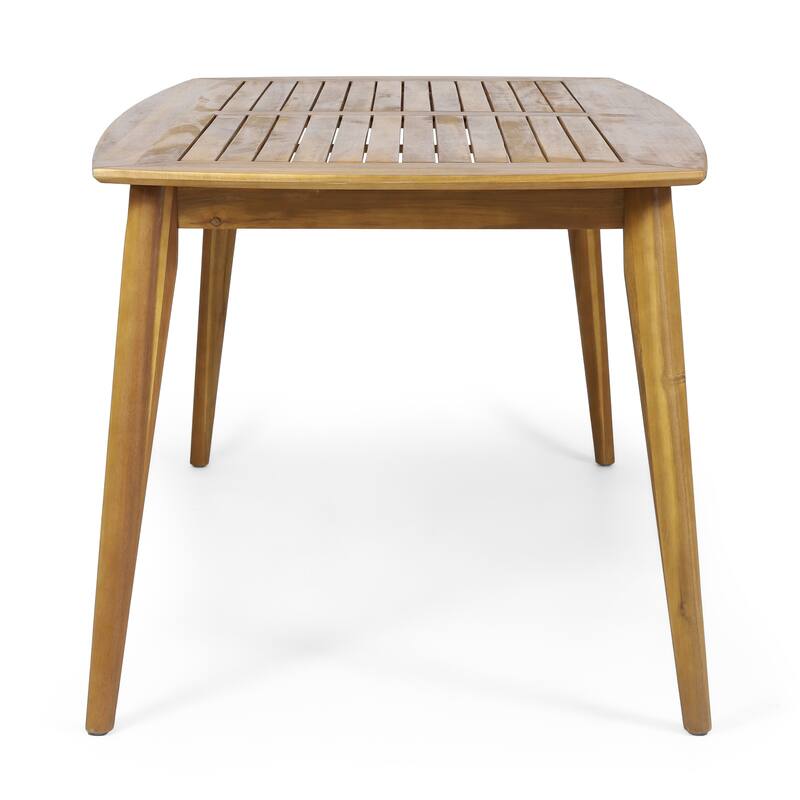 Acacia Wood Outdoor Dining Table Curved Frame Patio Garden