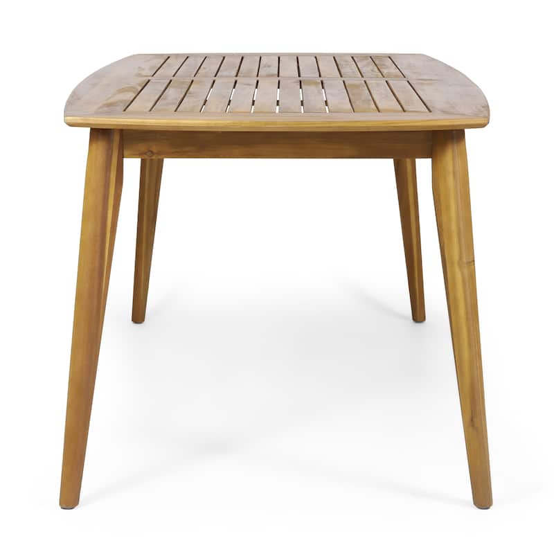 Christopher Knight Home - 7-Piece Acacia Wood Outdoor Dining Table Set with Wicker Woven Dining Chairs