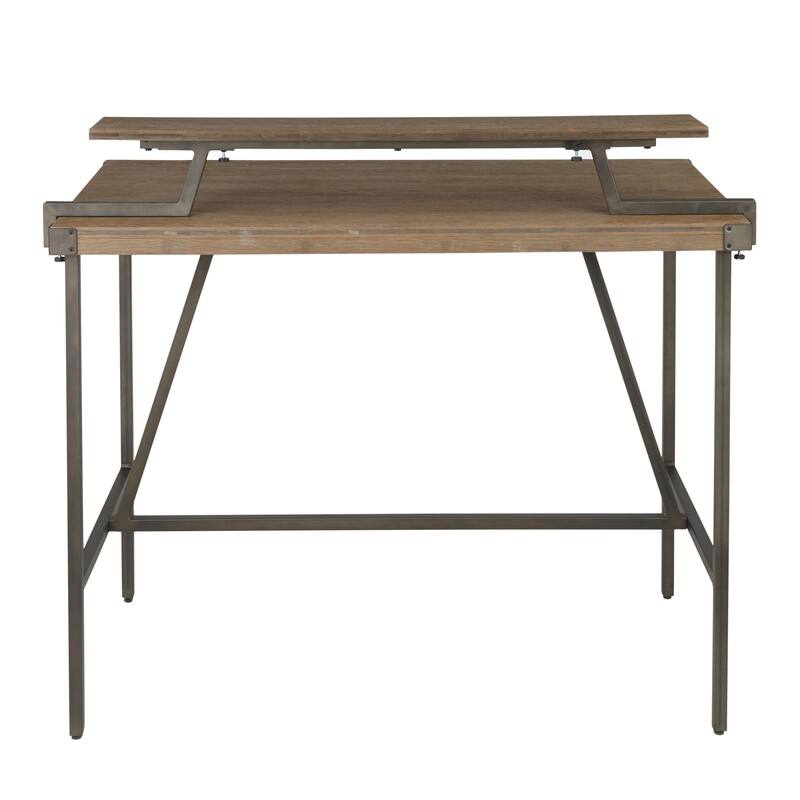 Gia Industrial Counter Table in Metal and Brown Wood-Pressed Grain Bamboo by LumiSource