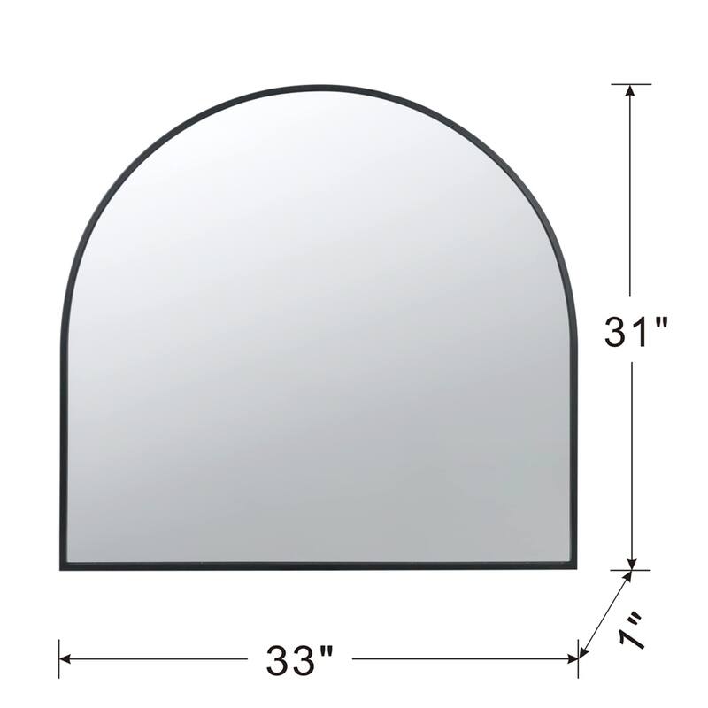 33" Arched Decorative Mirror with Iron Metal Frame