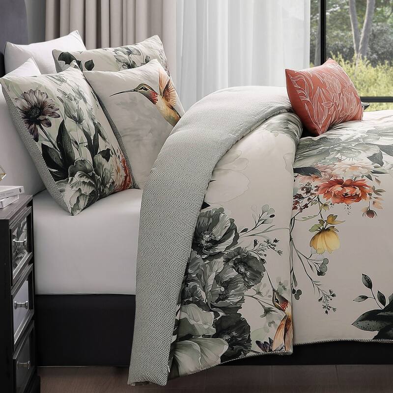 Bebejan Vintage Bloom 100% Cotton Sateen 5 Piece Reversible Comforter Set