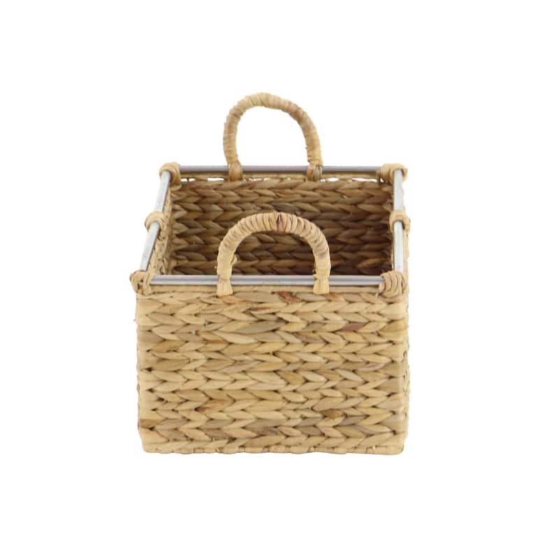 Seagrass Handmade Decorative and Functional Storage Basket with Handles - Set of 3 Light Brown - Roche River Decor