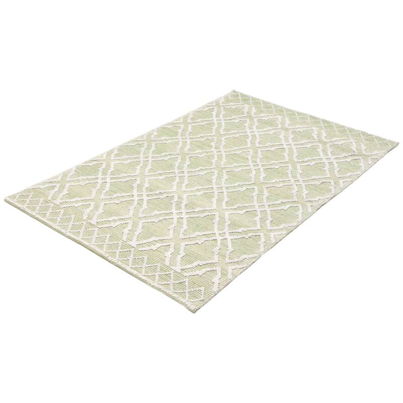 ECARPETGALLERY Braid weave Sienna Green Wool Rug - 5'2 x 8'0