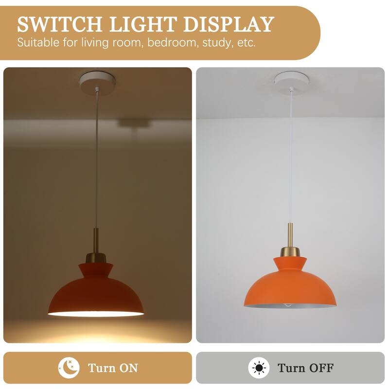 1-Light Hanging Ceiling Pendant Light Chandelier Light Fixture with Metal Shade for Kitchen Island