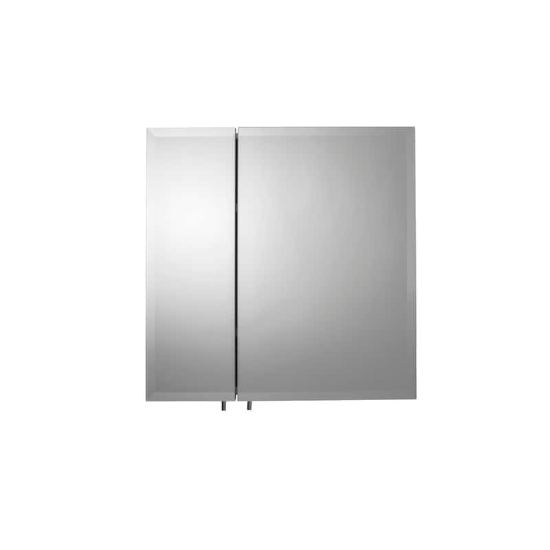 Croydex Oreille White Steel Double Mirror Doors Bathroom Medicine Cabinet , Easy Install, Surface Mount - 24 x 24