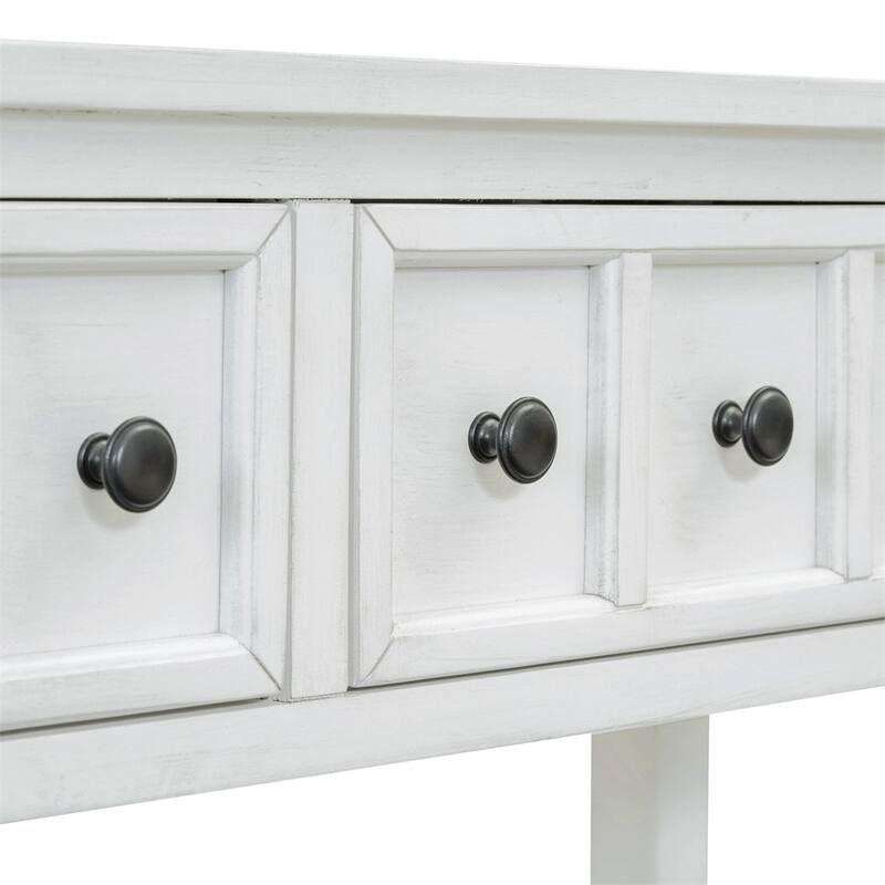 Rustic Entryway Console Table with Two Drawers and Bottom Shelf
