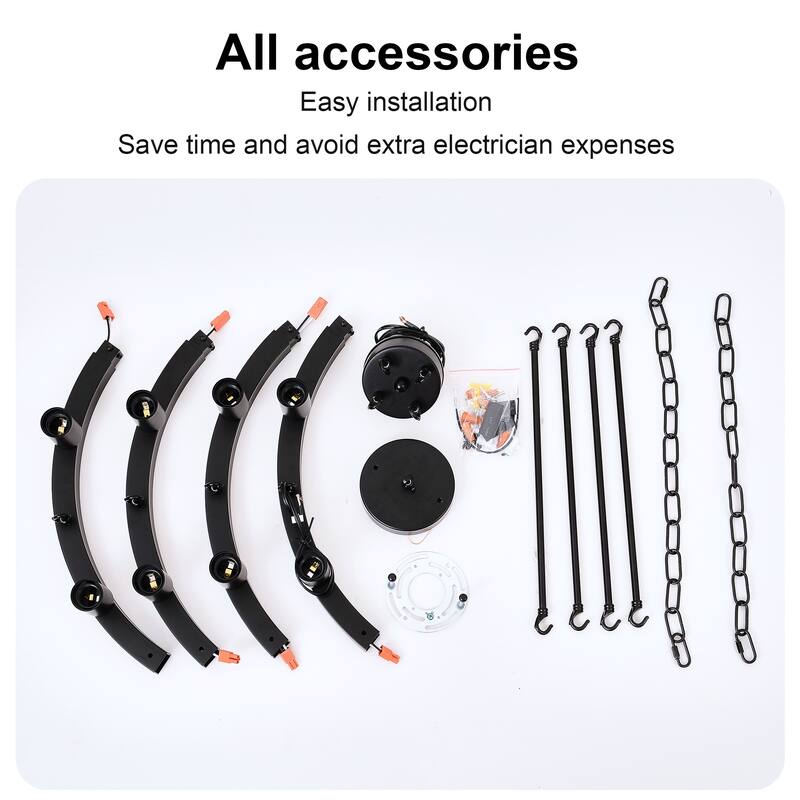 Farmhouse Style Small Round Ceiling Light 8-Lamp Wagon Wheel Chandelier, for Kitchen Island, Dining Room and Living Room