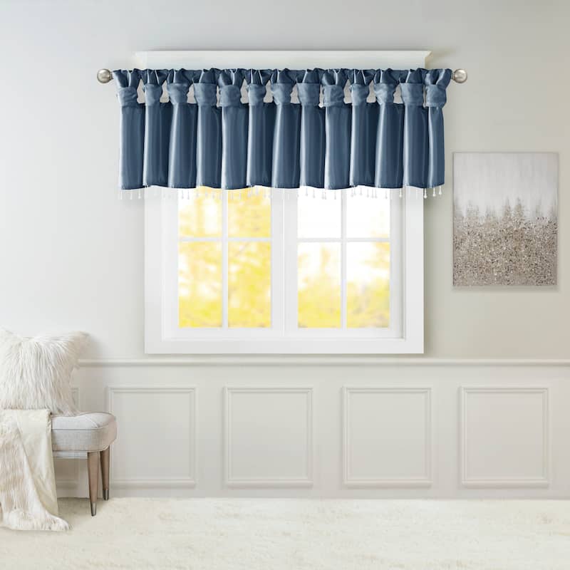 Madison Park Natalie Lightweight Faux Silk Valance with Beads - 50x26"