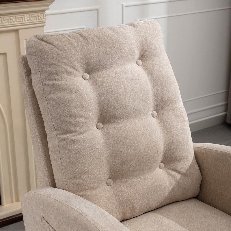 Modern Accent Rocking Chair Rocking Chair with Solid Wood Legs, Glider Rocker Side Pocket Living Room Lounge Arm Chair