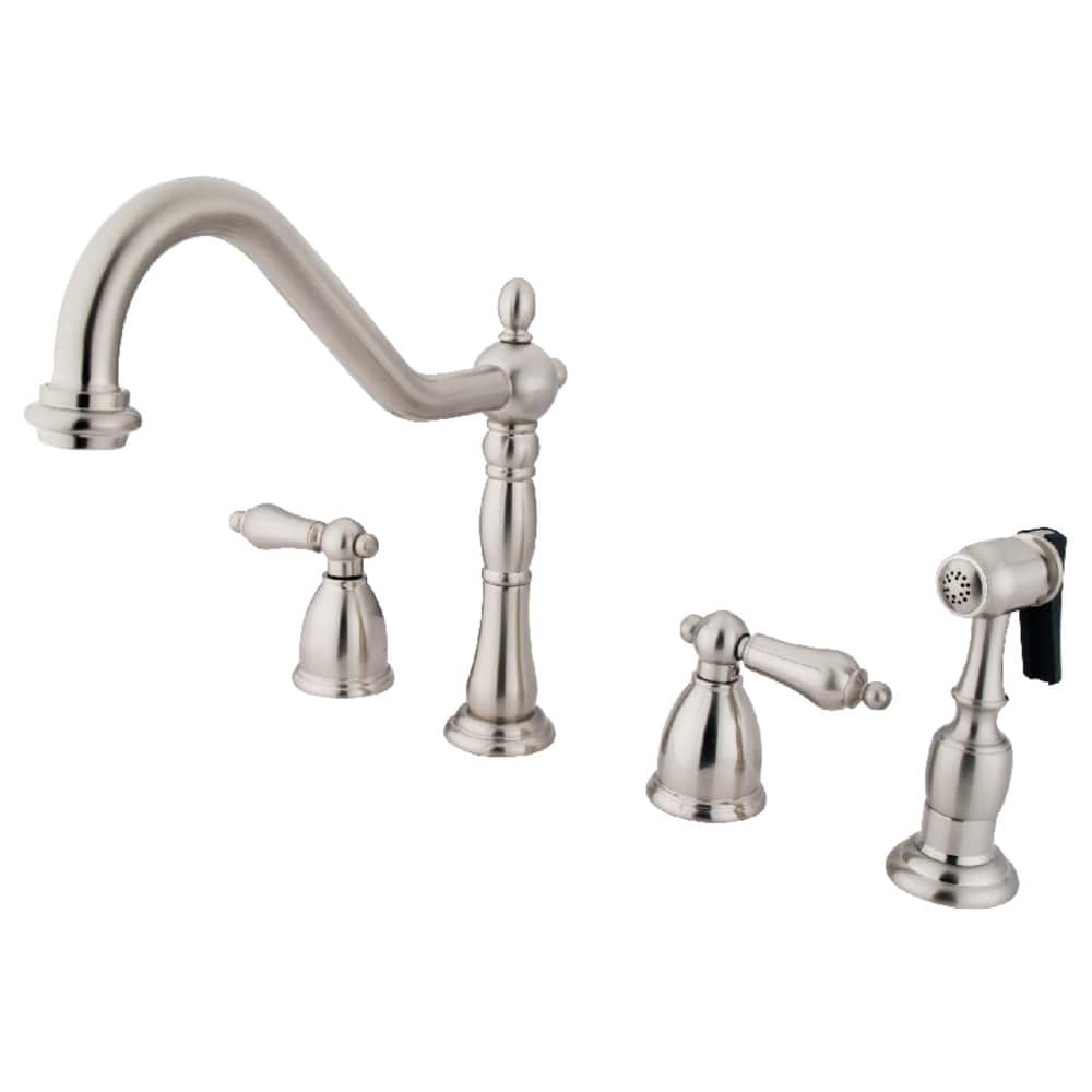 Heritage 8-Inch Widespread Kitchen Faucet with Brass Sprayer