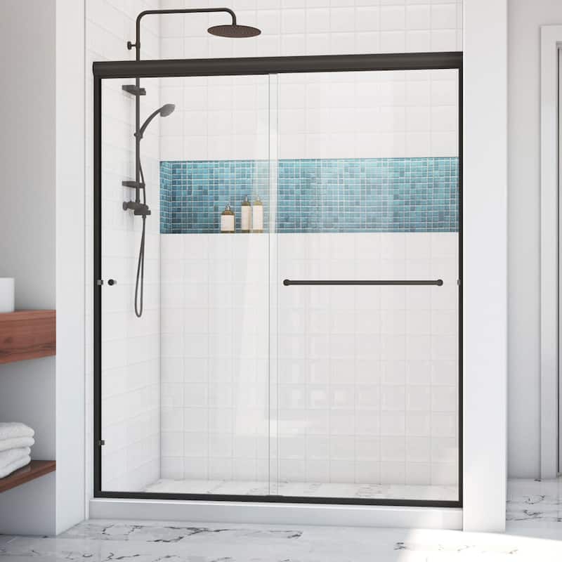 DreamLine Alliance Pro LT 56-60 in. W x 70 3/8 in. H Semi-Frameless Bypass Sliding Shower Door Oil Rubbed Bronze & Clear Glass