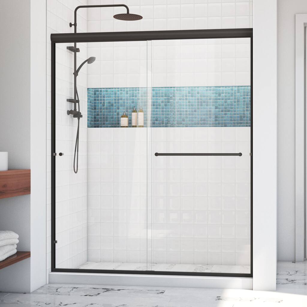 DreamLine Alliance Pro LT 56-60 in. W x 70 3/8 in. H Semi-Frameless Bypass Sliding Shower Door Oil Rubbed Bronze & Clear Glass