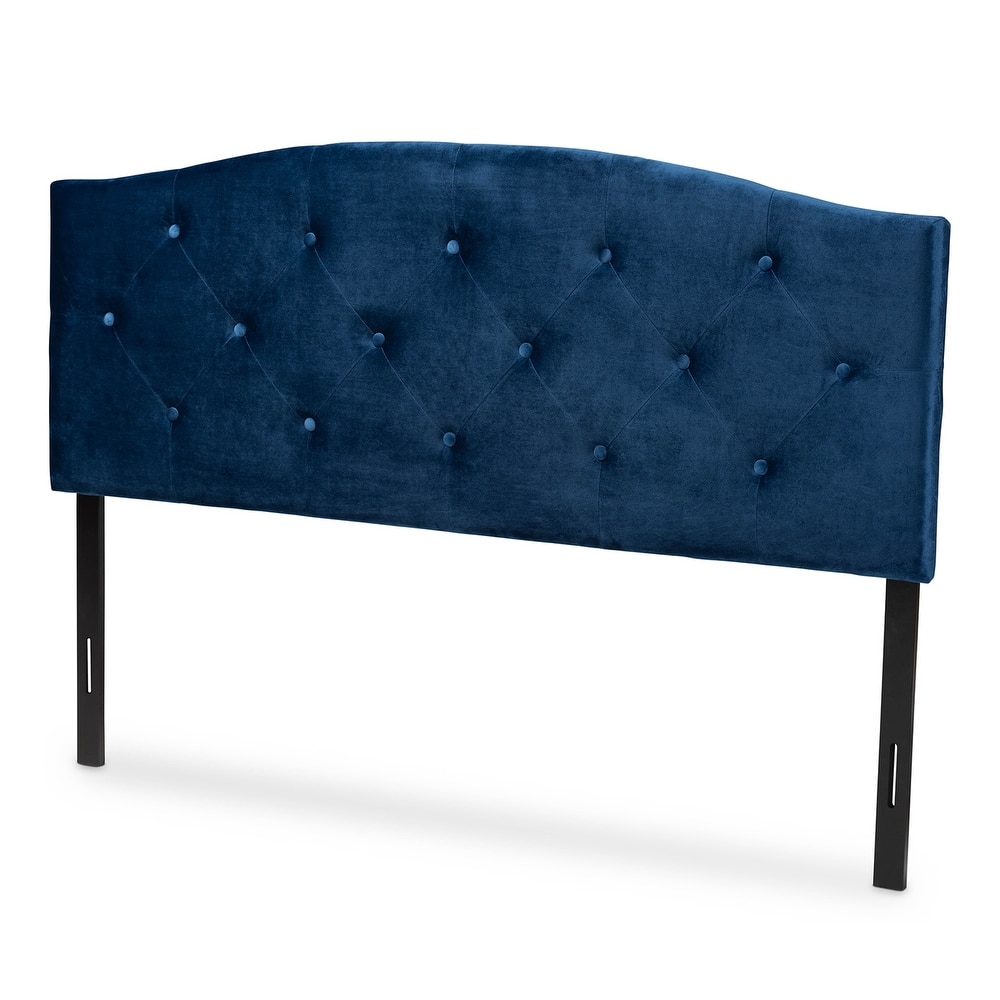 Leone Modern and Contemporary Velvet Upholstered Headboard-Navy Blue