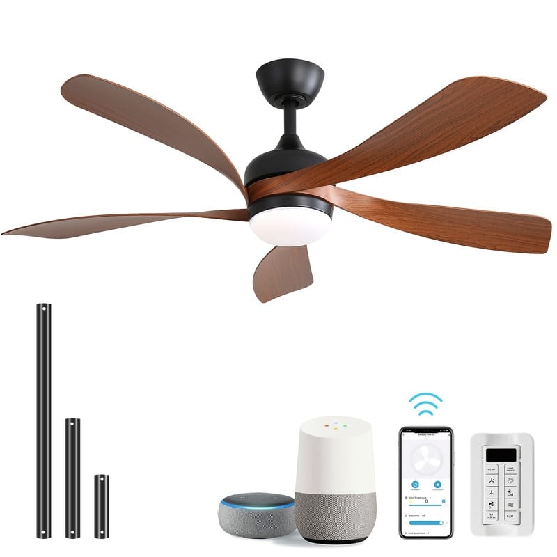 52"/66" Inch Ceiling Fan with Light,APP and Remote Control, Low Profile,Smart Optional