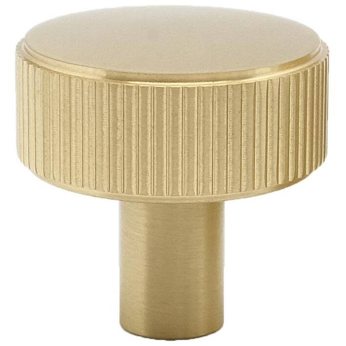 Hapny Home R04 Ribbed 1-3/8" Flat Ridged Round Solid Metal Coin - Satin Brass