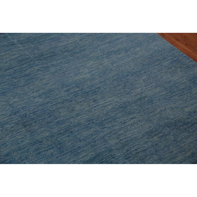 Striped Blue Gabbeh Modern Oriental Rug Handmade Wool Carpet - 4'9" x 6'5"