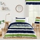 preview thumbnail 1 of 4, Sweet Jojo Designs Navy and Lime Stripe Collection 2pc Twin Bedding Set