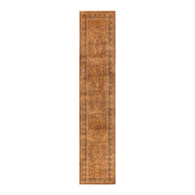Overton Handknotted Wool Traditional Oriental Yellow Runner - Gold - Runner