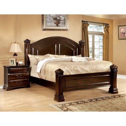 Furniture of America Tay Traditional Cherry Bed and Nightstand