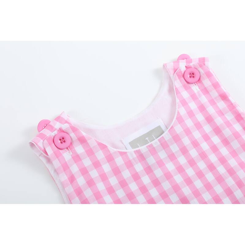 Lil Cactus Pink Gingham Flamingo Tulle Ruffle Dress