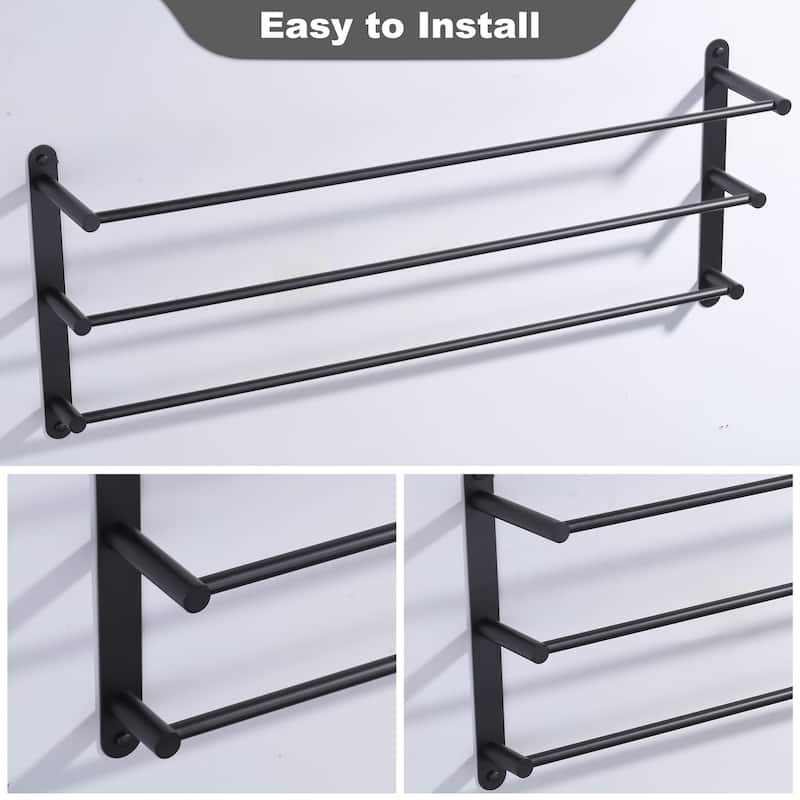 WOWOW 3-Tier Wall Mounted Towel Rack in Brushed Nickel