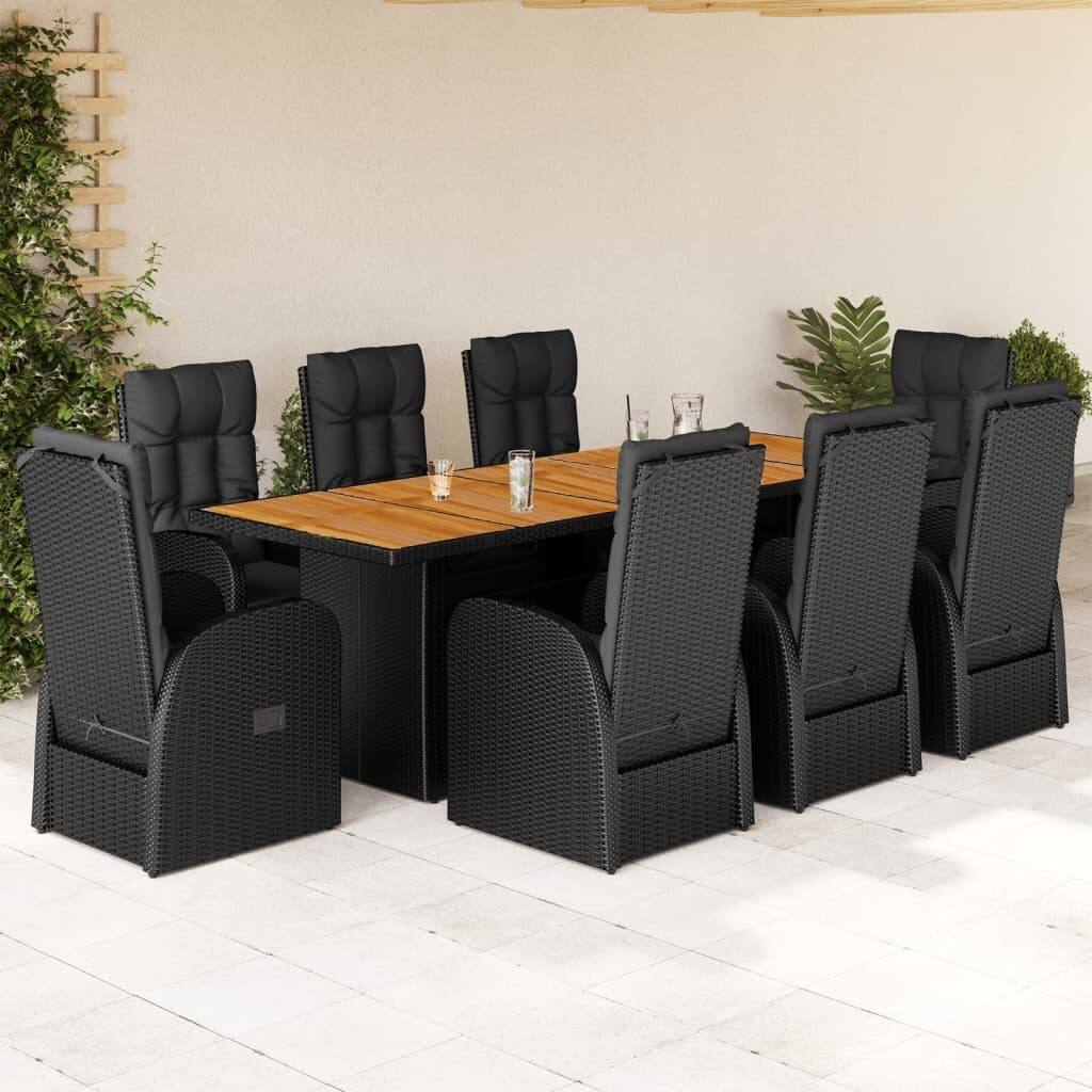 vidaXL Garden Dining Set Black - 35.4 x 94.5 x 29.5