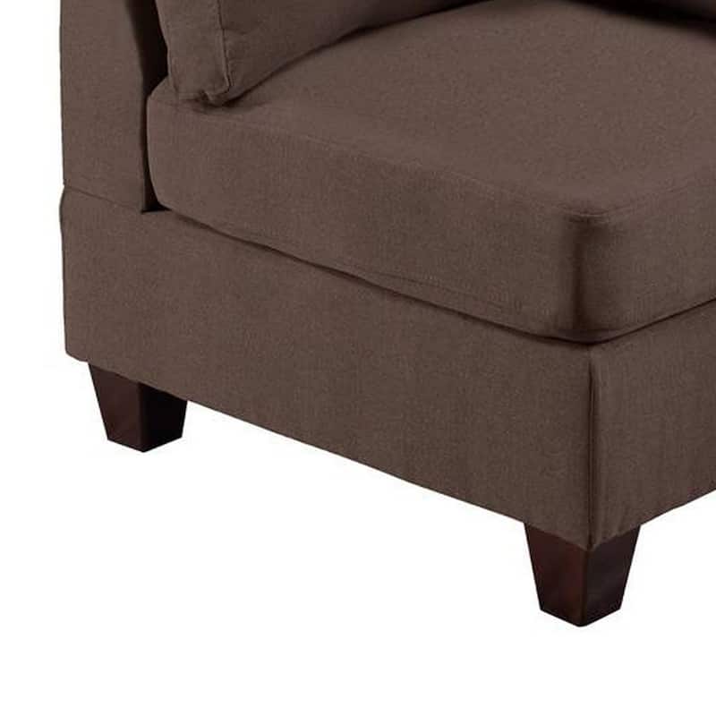 Remy 32 Inch Modular Corner Sofa Chair, Soft Brown Chenille, Solid Wood