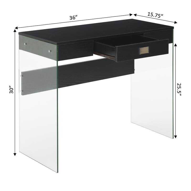 Convenience Concepts SoHo 1 Drawer Glass 36" Desk