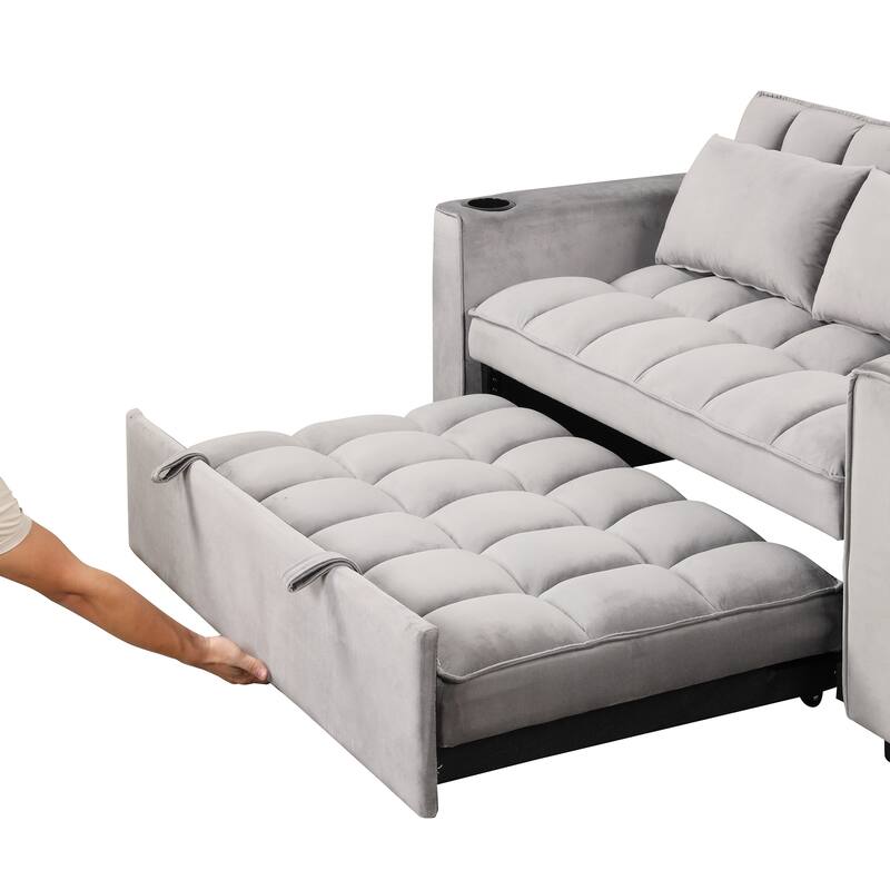 Multi functional Sofa Bed with Cup Holder and USB Port for Living Room