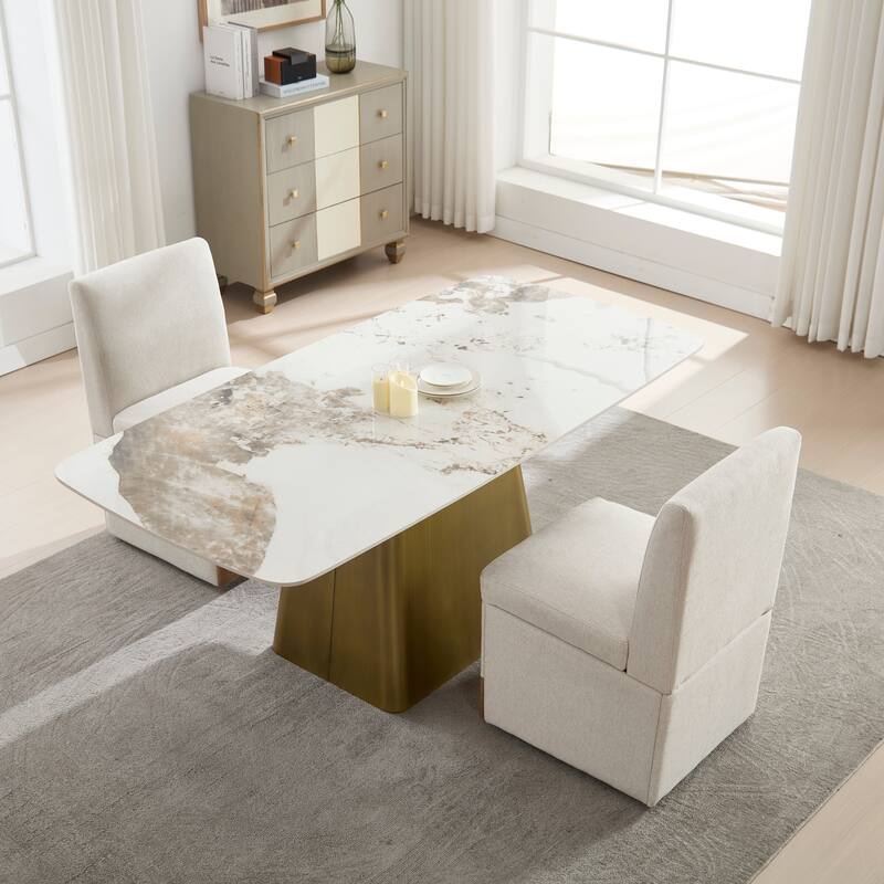 360 Degree Swivel Upholstered Dining Chairs Set of 2,Swivel Dining Chairs with Casters & Storage, Modern Rolling Chair