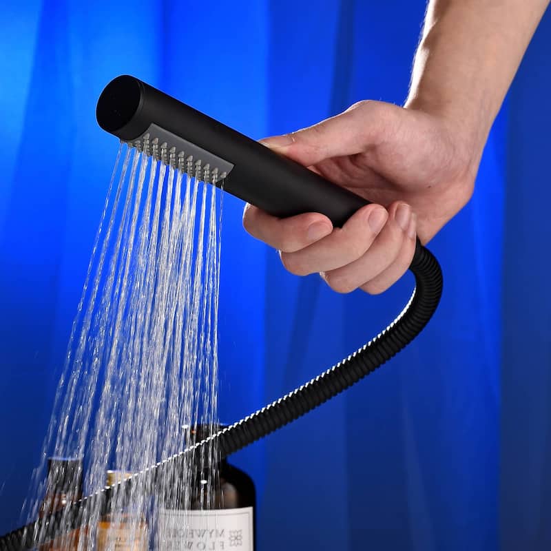 Matte Black Tub Faucet With Handheld Shower 4 Hole Bathtub Filler Modern Deck Mounted Roman Bathroom Tub Faucets With Valve