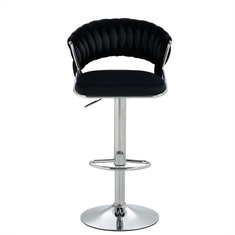 Set of 4 Modern Velvet Adjustable Bar Stools with Backs