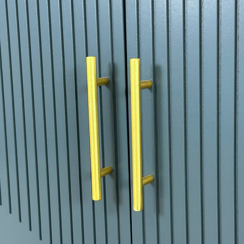 Durable Pantry Cabinet Buffet Storage Cabinet with Adjustable Shelves, Blue Dresser Floor Cabinet with Solid Wood Legs