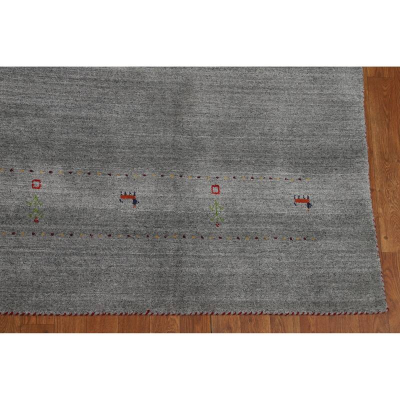 Gray Tribal Gabbeh Indian Area Rug Handmade Bedroom Wool Carpet - 8'0" x 10'0"
