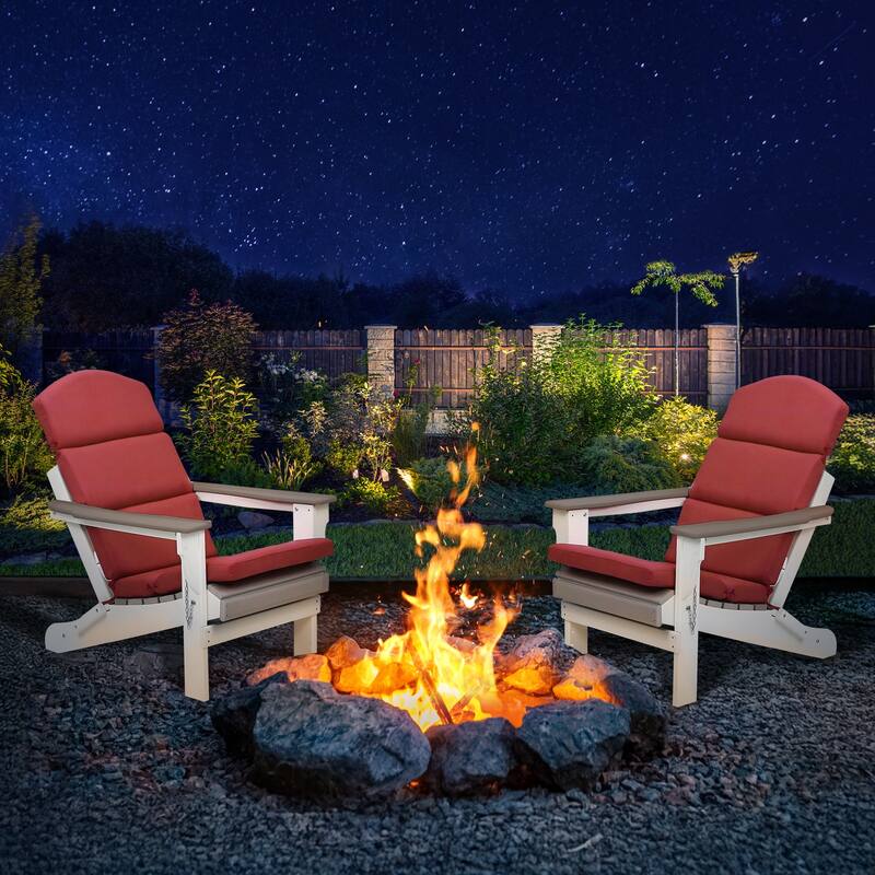 Aoodor Patio Chair Cushion Set of 2 - High-Back Adirondack Patio Cushions with Ties - N/A